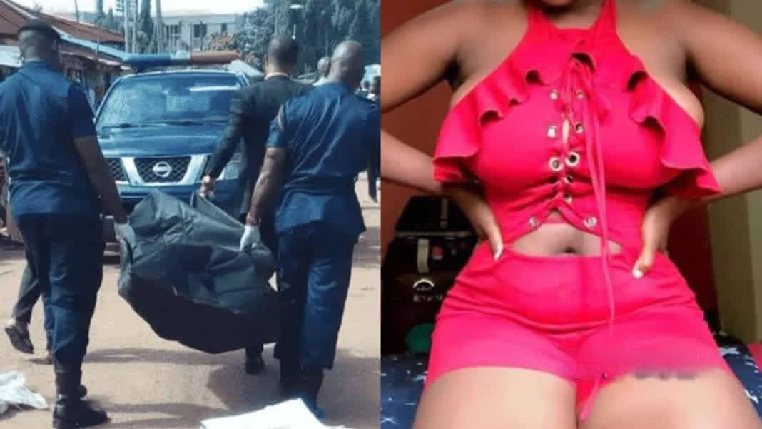 Police officers at Nkwadum community following the fatal stabbing of a junior high school student