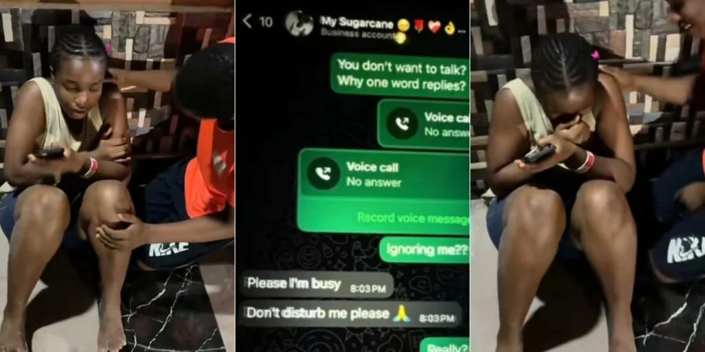Viral TikTok video shows a lady crying uncontrollably after receiving a breakup message from her boyfriend.