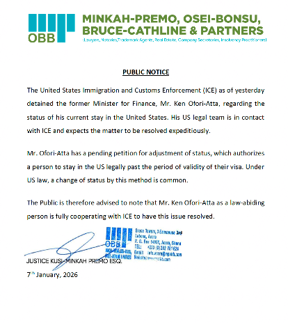 Ken Ofori-Atta Detained by US ICE Over Immigration Status 2 His legal team described the process as routine and expressed confidence that the issue will be resolved quickly.