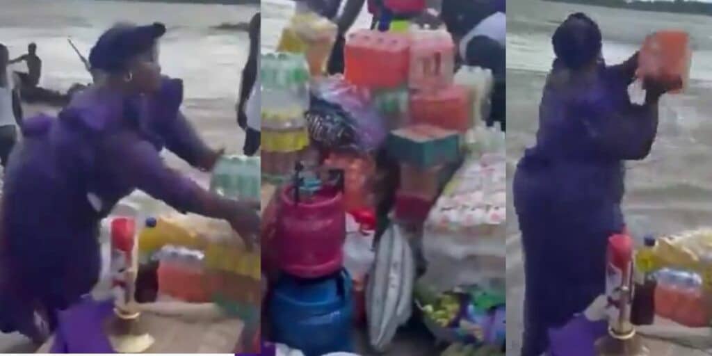 Nigerian Woman Spotted Offering Costly Items to Water Gods