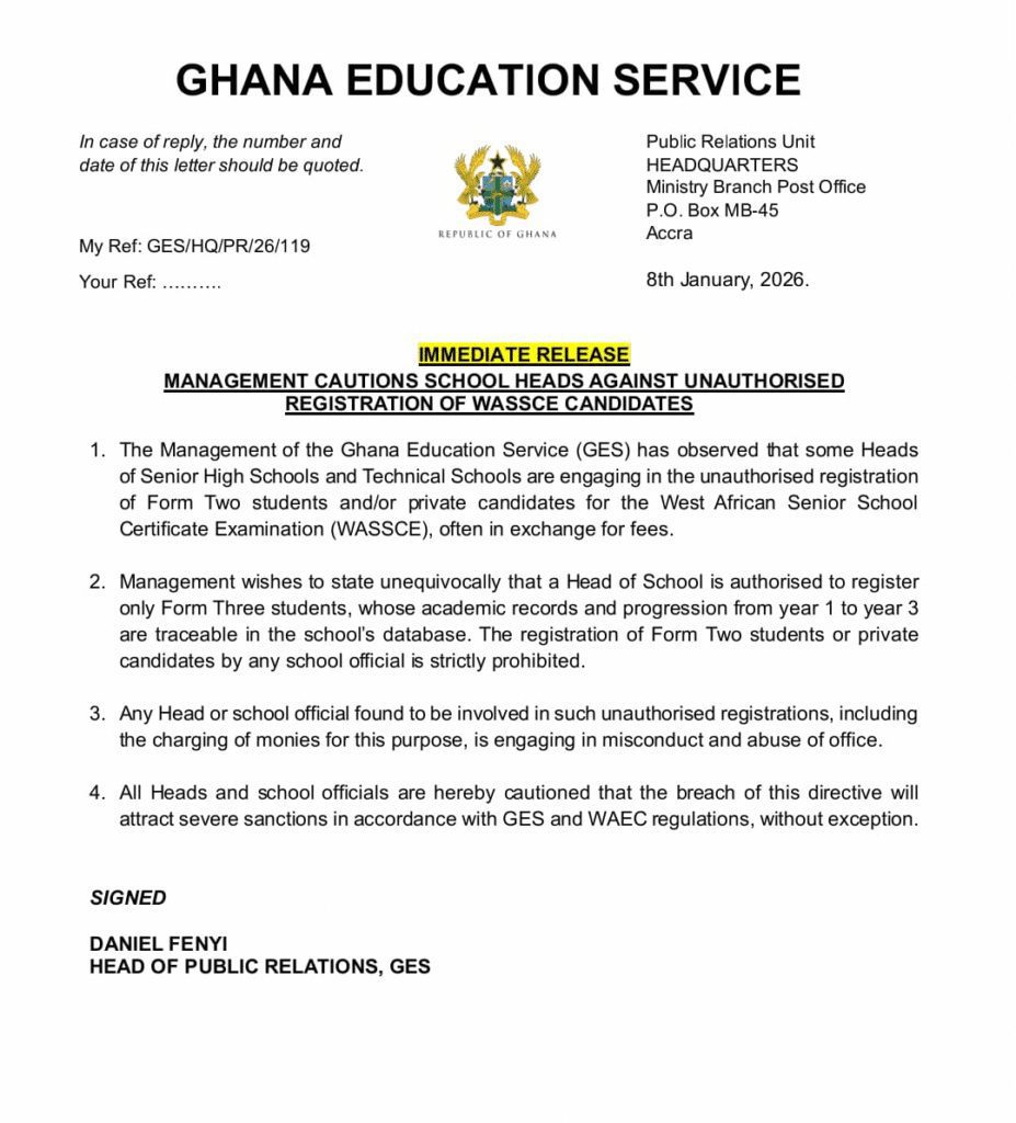 GES Warns SHS Heads Against Illegal WASSCE Registration 12 img 1760