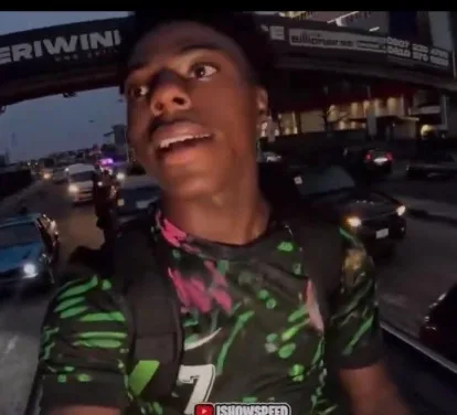 IShowSpeed livestreaming during his visit to Lagos, Nigeria at night