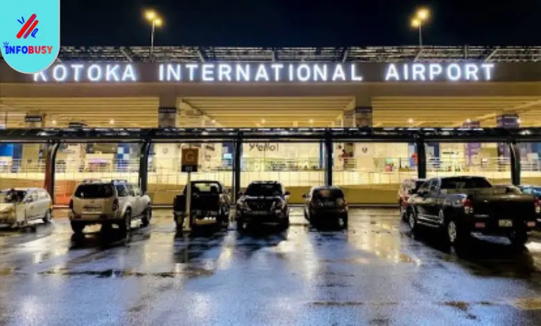 Exterior view of Kotoka International Airport terminal in Accra